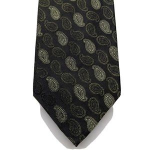 Saxony Collection Black Paisley Silk Hand Made Tie